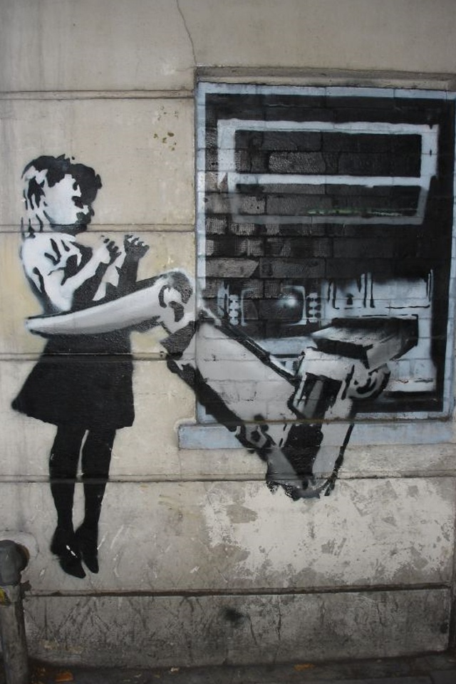 Banksy Art Iphone Wallpaper Banksy graffiti atm iphone 4 640x960