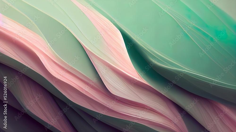 Green And Pink Pastel Flowing Abstract Shapes Creative Smooth