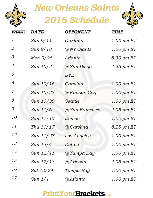 Back Gallery For Saints 2014 Schedule