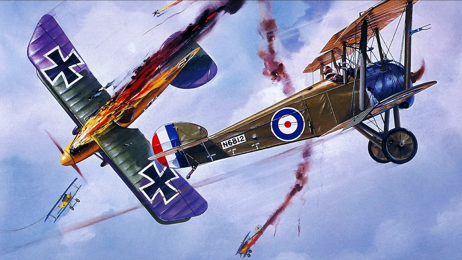 World War Aircraft Art Painting Wallpaper HD Desktop