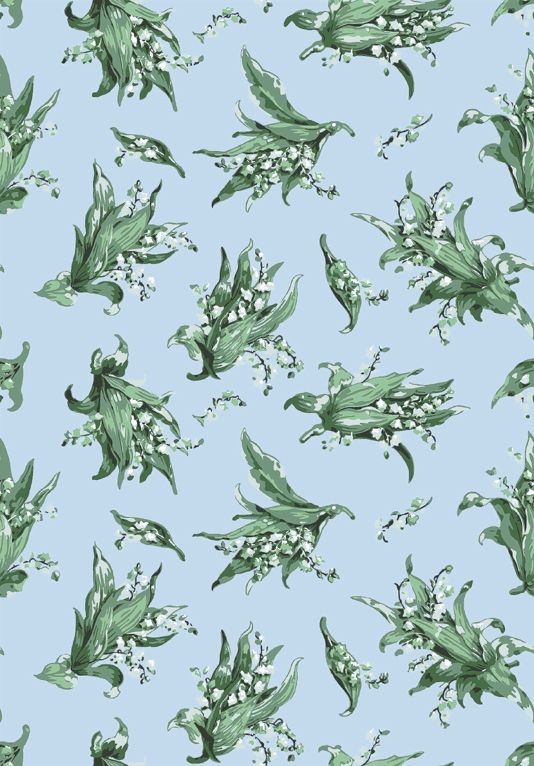 Lily Of The Valley Wallpaper Design In Greens On A