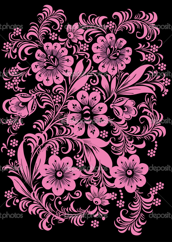 Pink And Black Flower Background