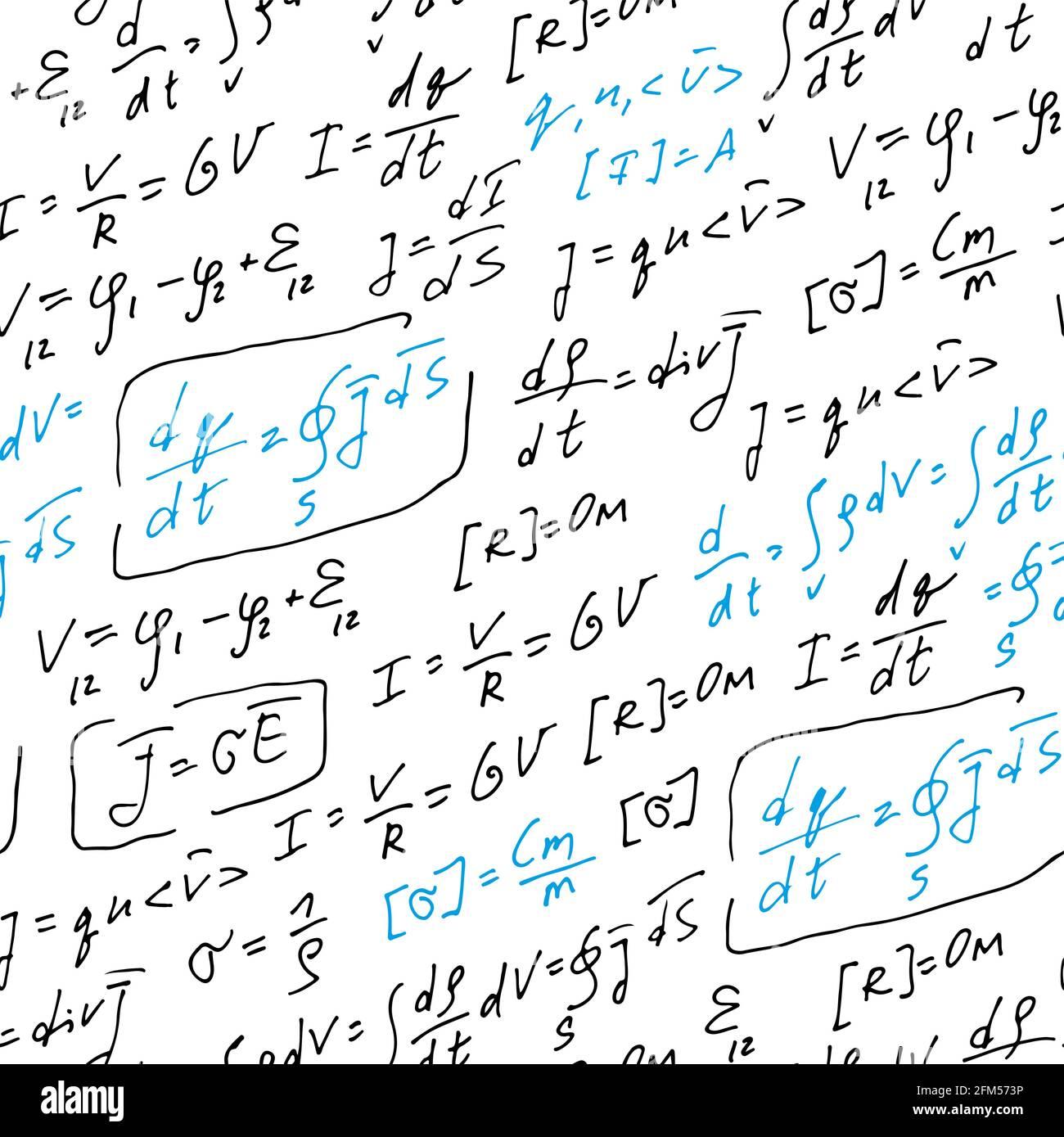 Physics Formulas Handwritten Vector Pattern Abstract Seamless