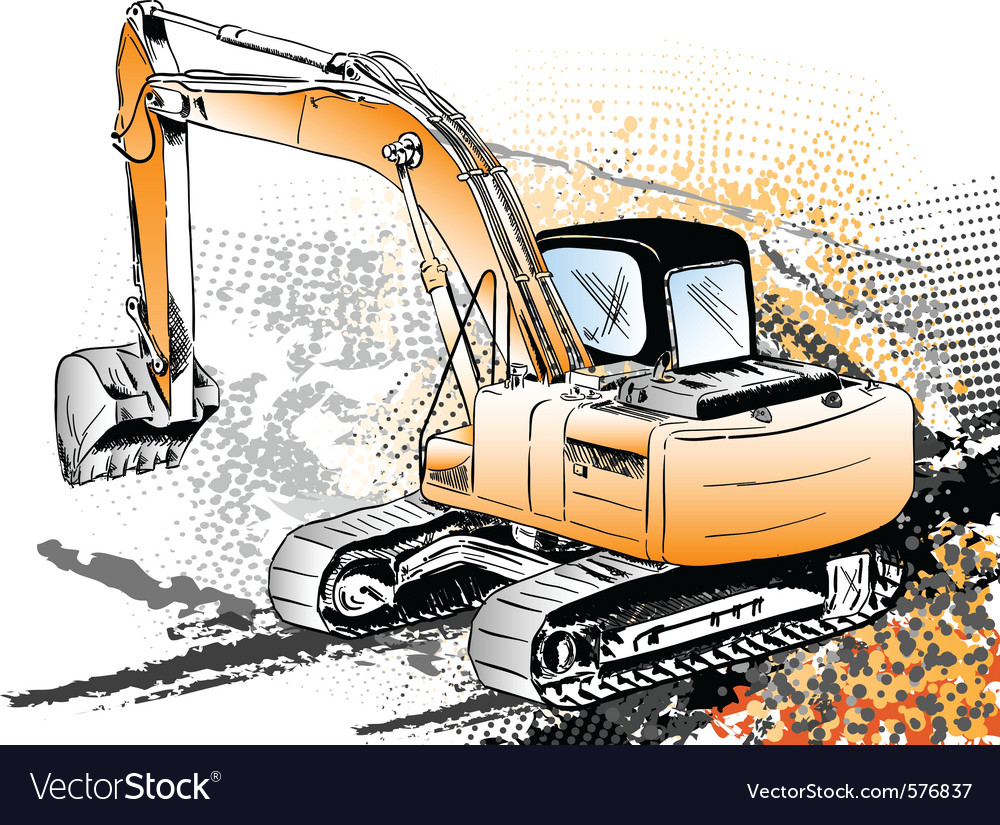Big Excavator On The Background Royalty Vector Image