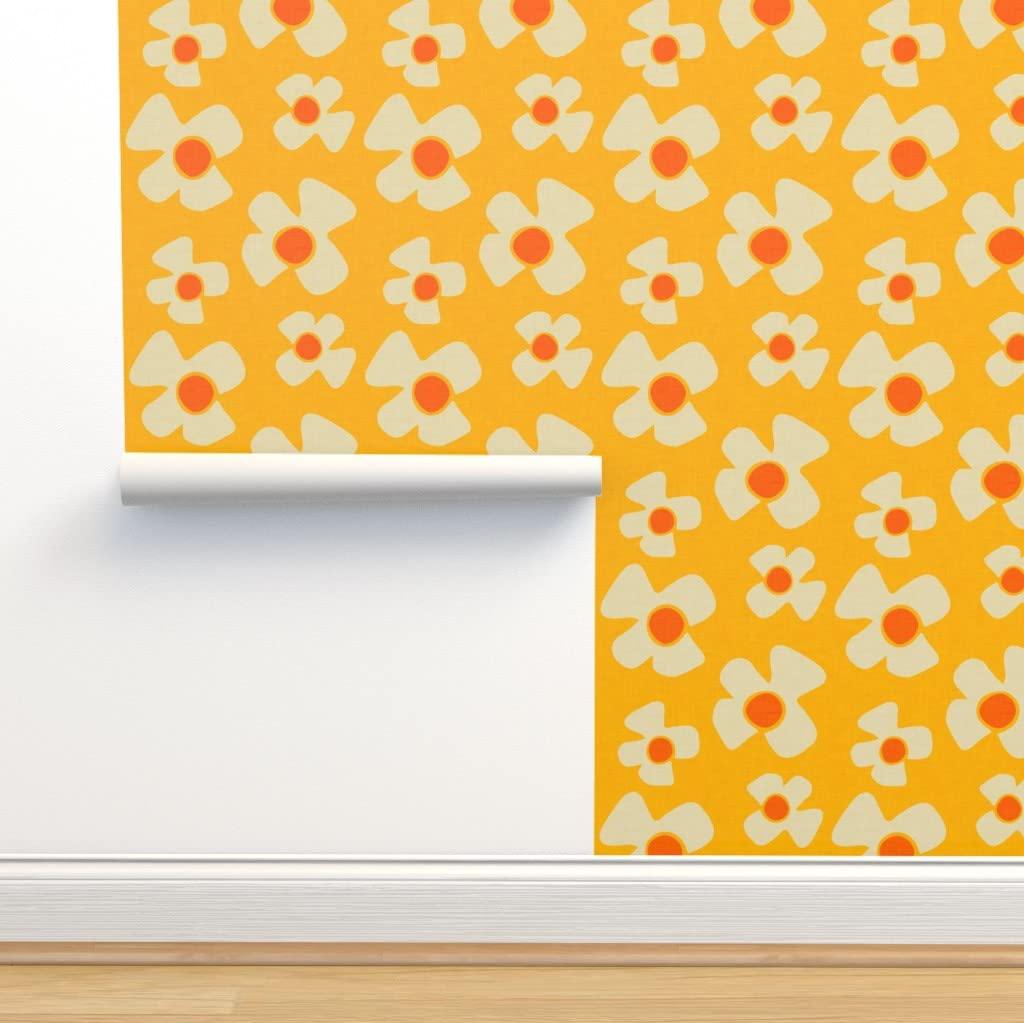 Spoonflower Removable Wallpaper Swatch Floral Daisy Yellow