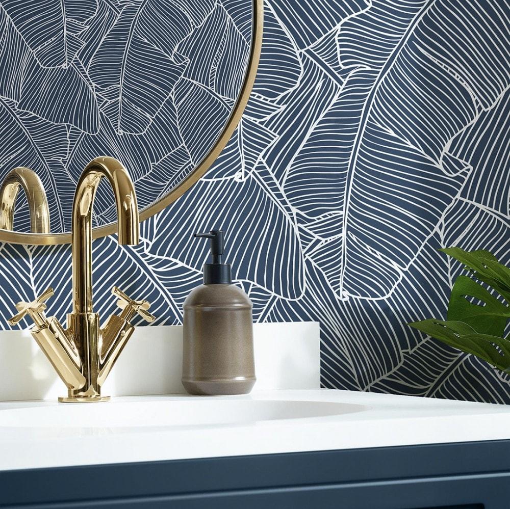 🔥 Free download Banana Leaf wallpaper in navy white I Love Wallpaper