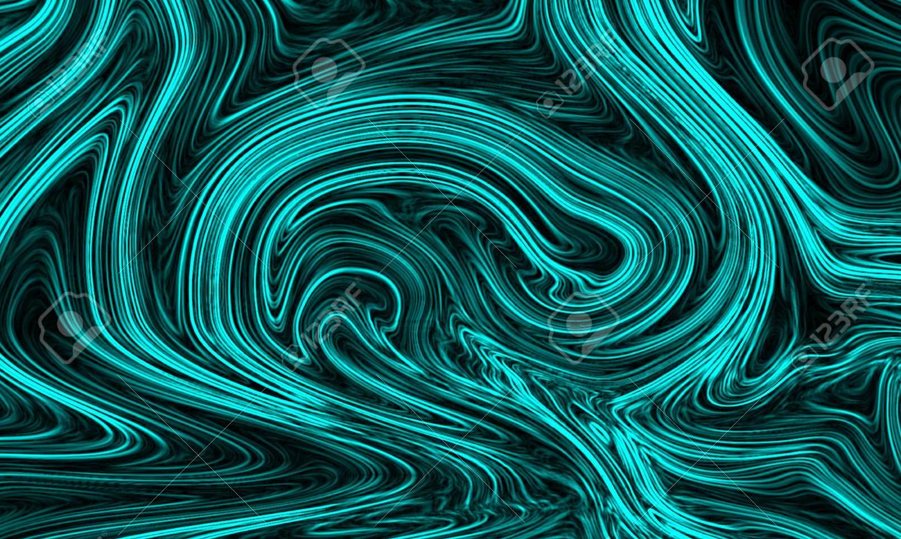 Neon Cyan Abstract Background With Liquify Flow Stock Photo