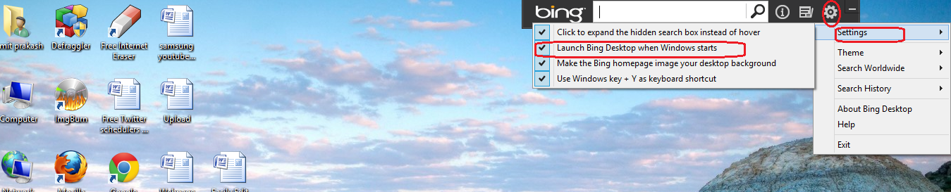  this tab Make the Bing homepage image your desktop background