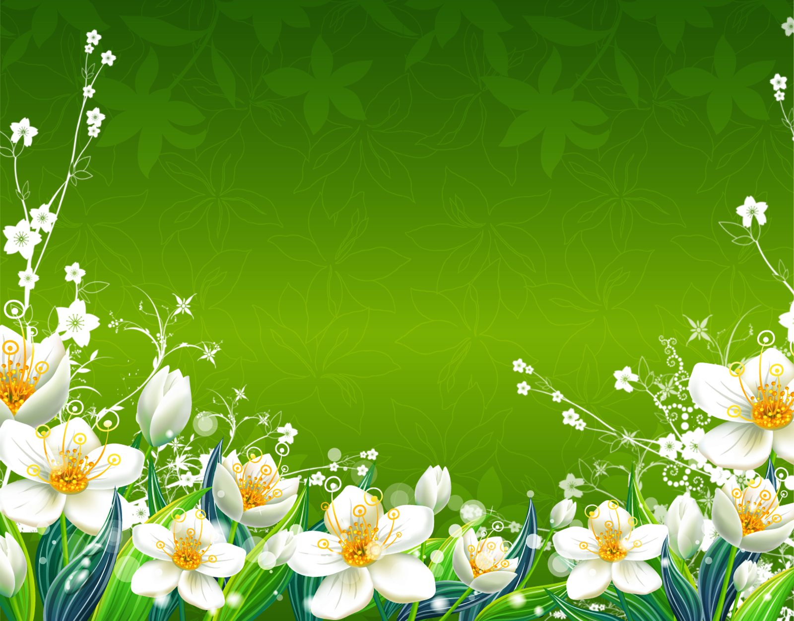 Green Flowers Wallpaper Spring Floral