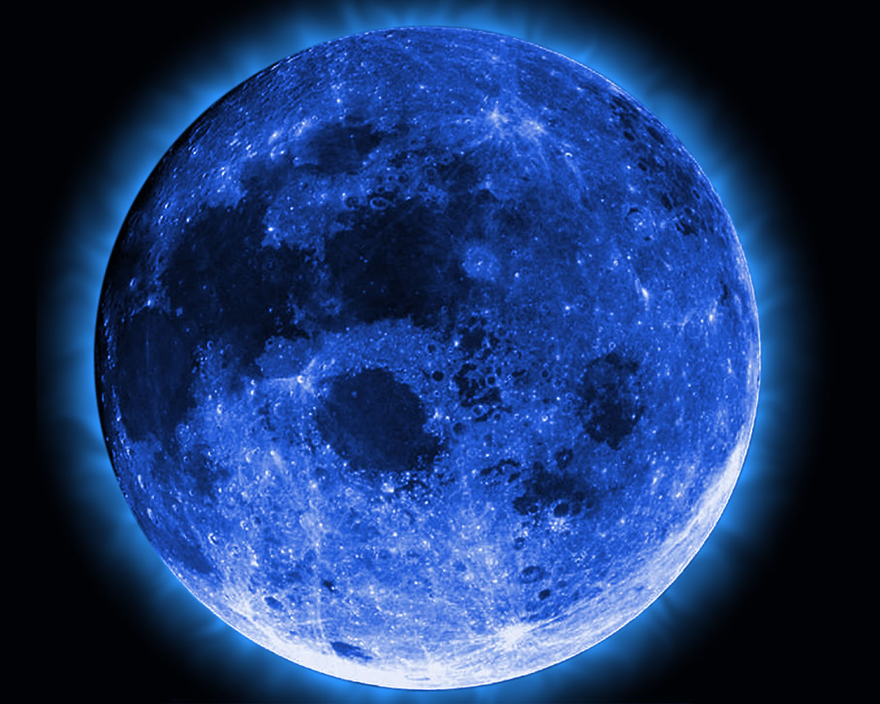 Blue Full Moon Wallpaper HD