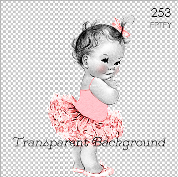 Vintage Baby Ballerina Pink Tutu Large Png Digital Image