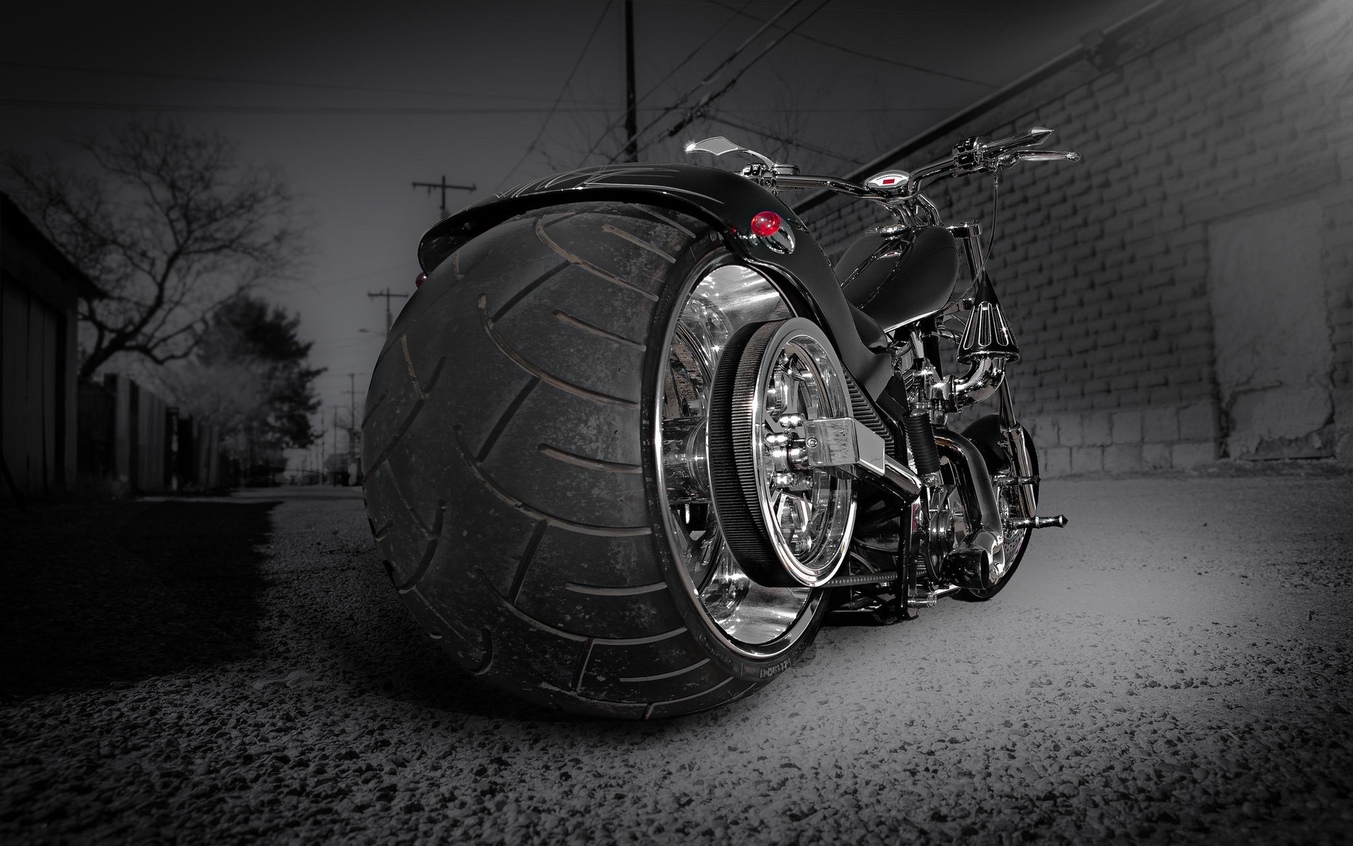 Big Wheel Motorcycle Chopper HD Wallpaper
