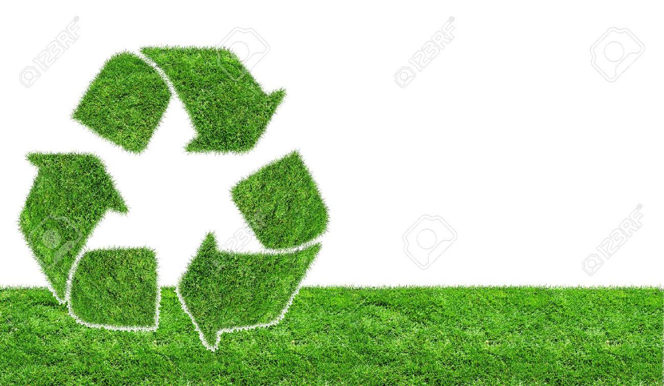 Sign Of Recycling On Grass Ground Herbal Green