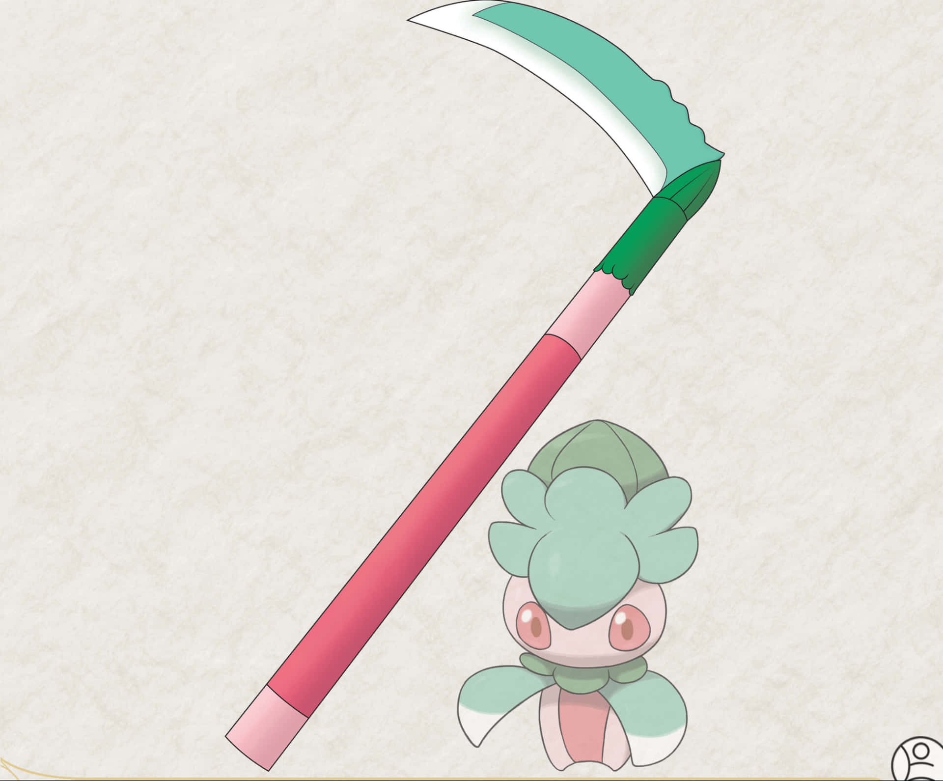 Pok Mon Fomantis With Scythe Wallpaper