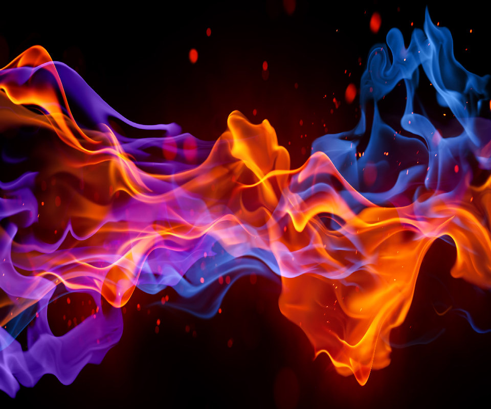 Red And Blue Fire Wallpaper On