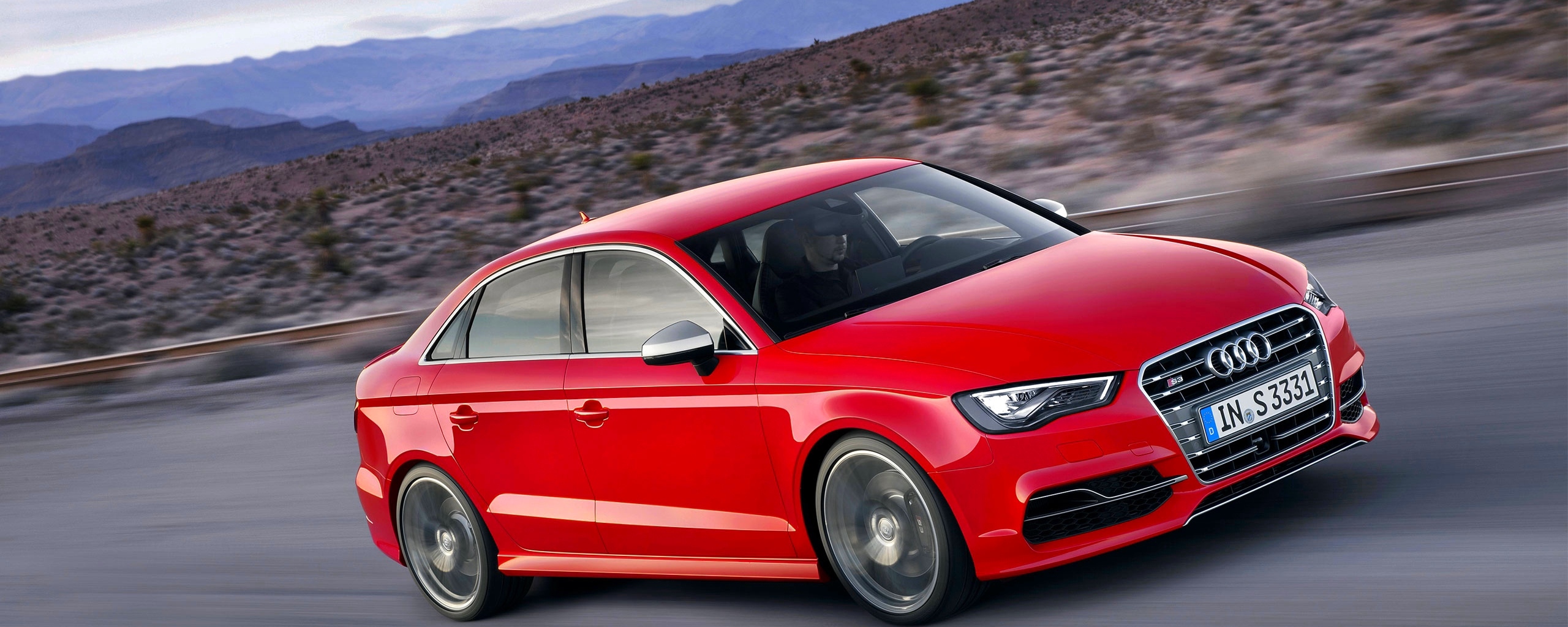 Download wallpaper 2560x1024 audi s3 red side view ultrawide 2560x1024