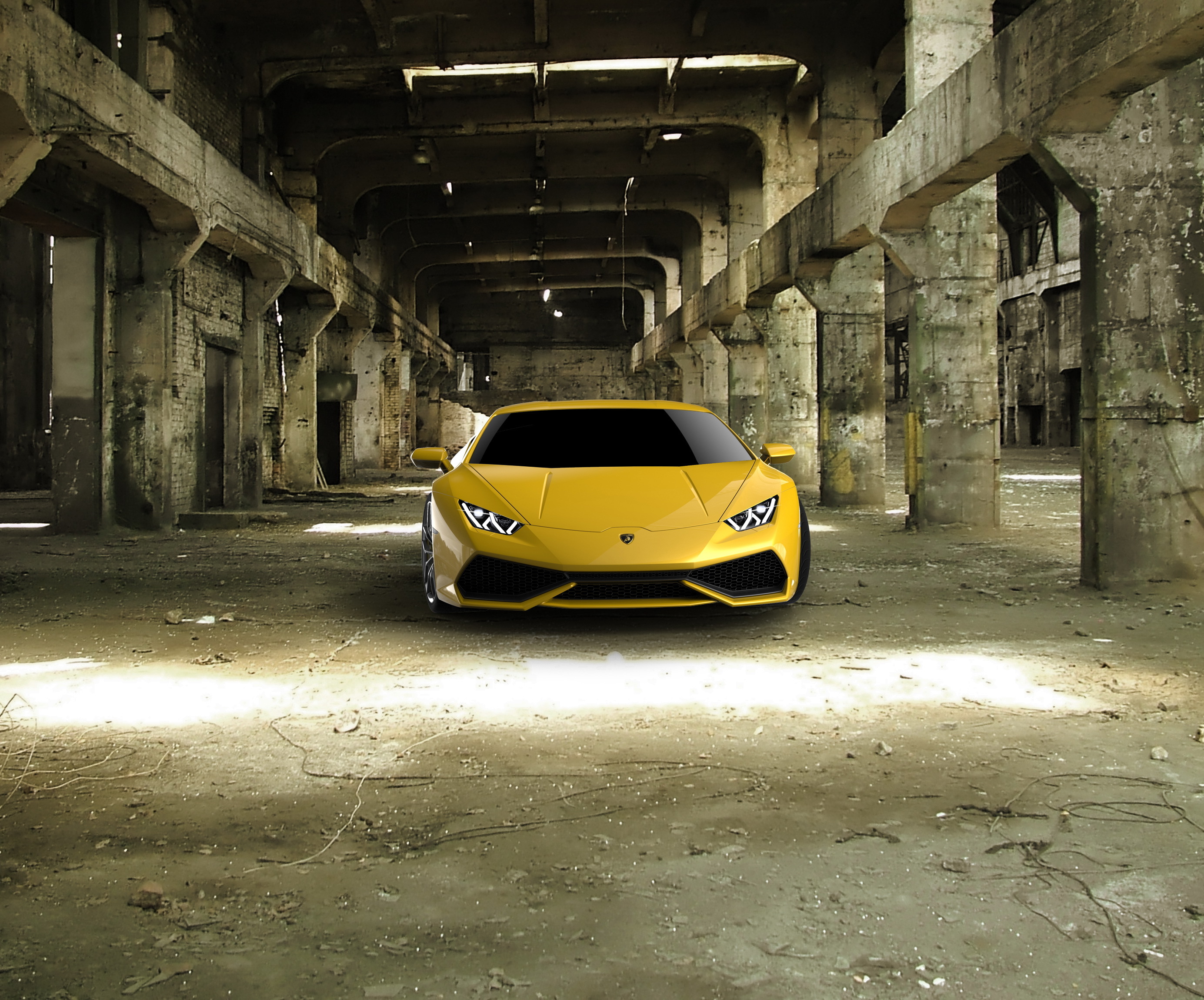 Lamborghini Hurricane Yellow Full Face Wallpaper Photos Pictures
