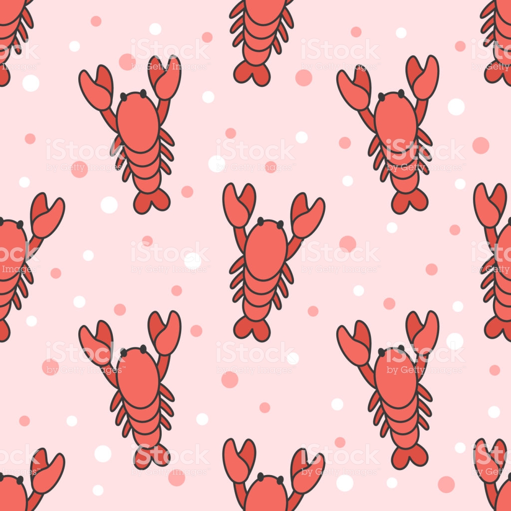Lobster Seamless Pattern Background Stock Illustration