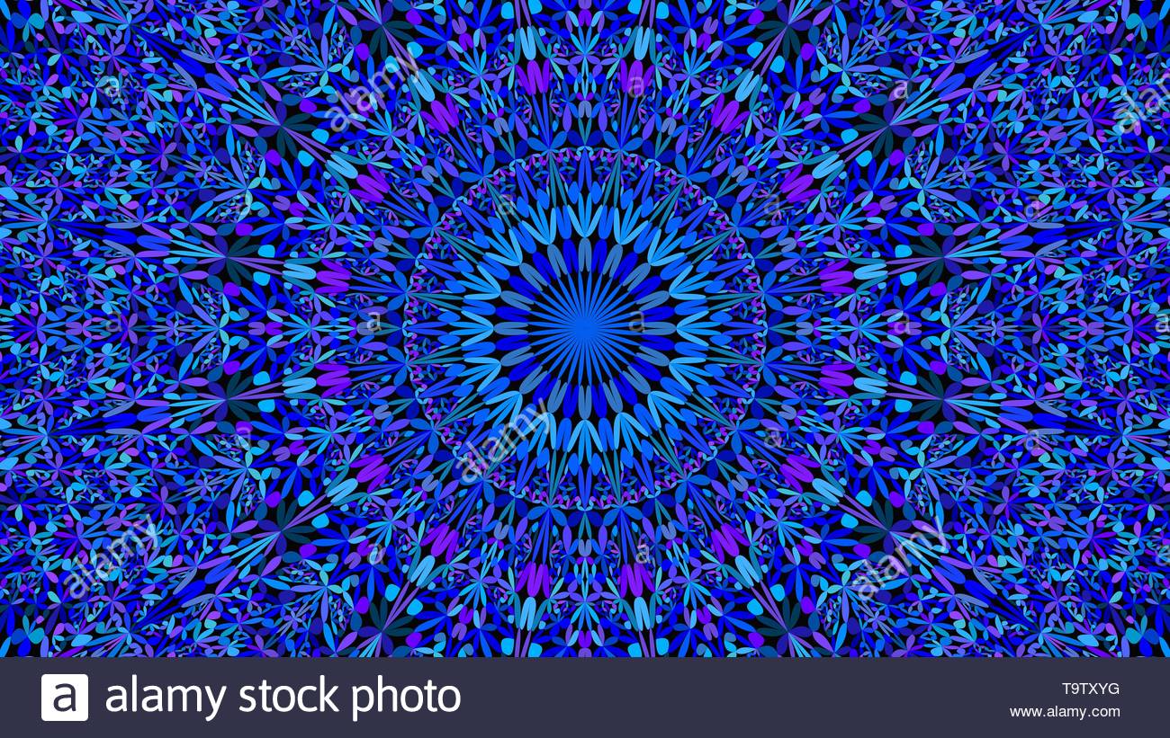 Blue Floral Kaleidoscope Mandala Background Design Vector