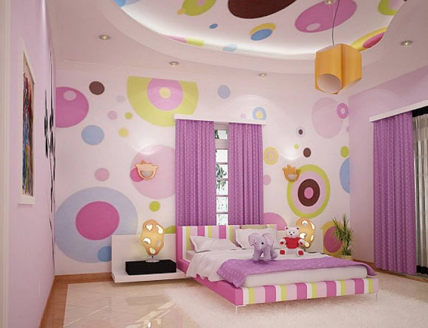 Circular Wallpaper Modern Teenage Girl Bedroom Ideas Unusual Table