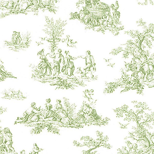 Soft Green Pp27800 Toile Wallpaper White