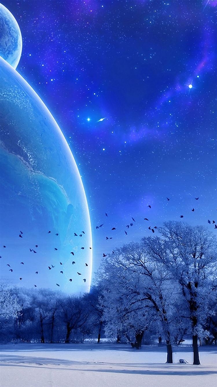 Fantasy Winter Skyscape Space iPhone Wallpaper