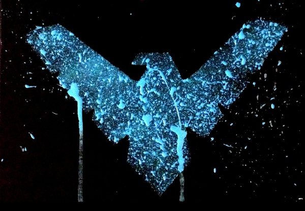 Nightwing Grayson Logo Acrylic Splatter series wwwjustin13artcom Art