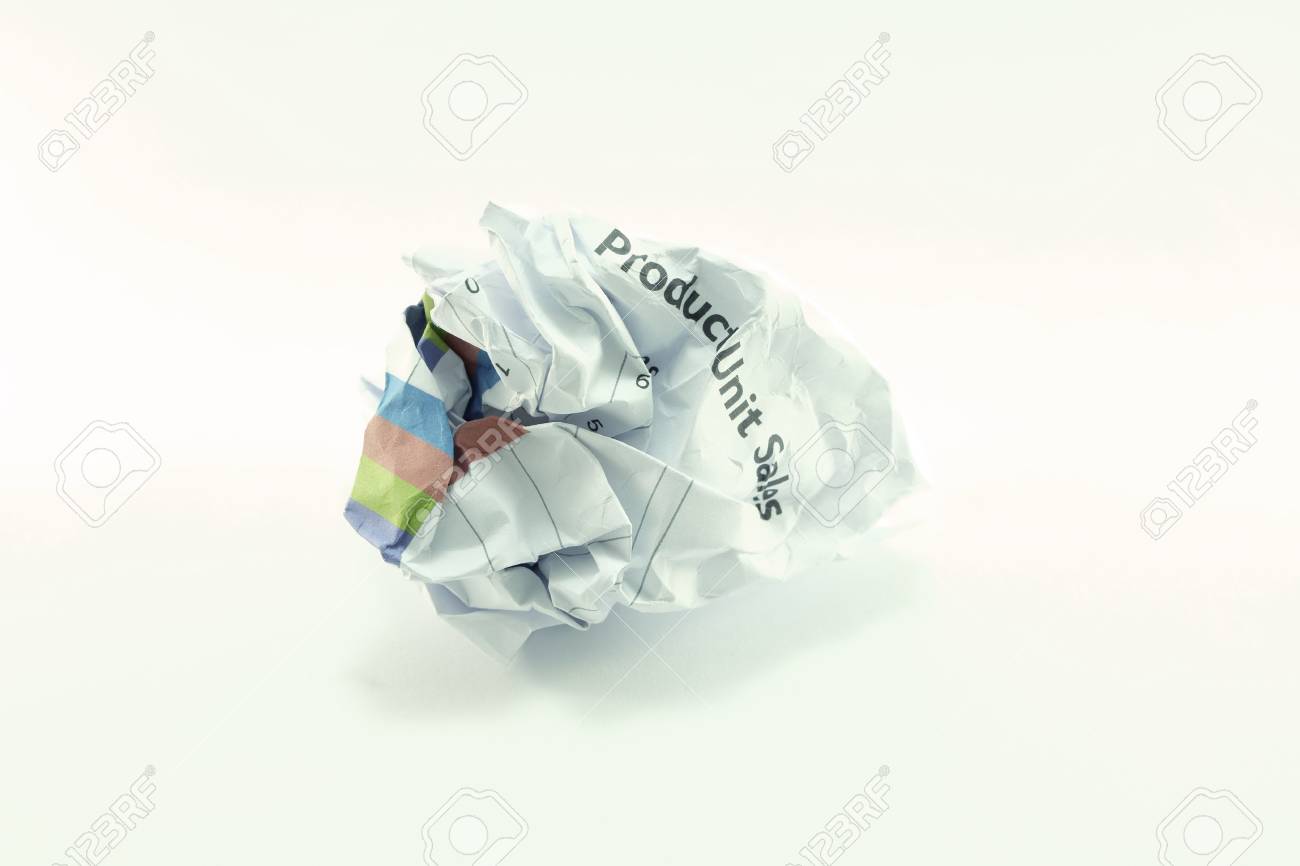 Wrinkled Crumpled Marketing Paper Ball With Bright