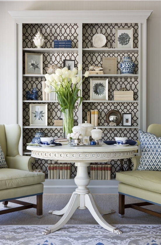 Add Whimsical Wallpaper To Your Bookcase Dream Design Dwell