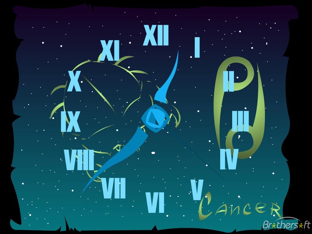 Cancer Zodiac Clock Screensaver