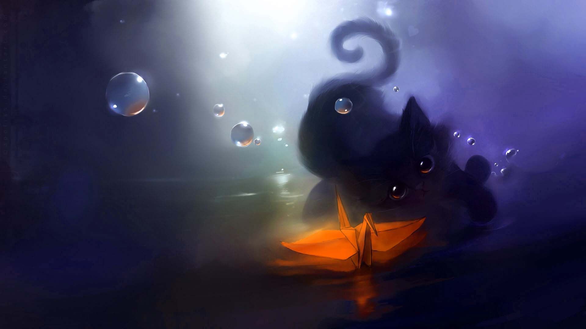 Cute Anime Cat Wallpaper