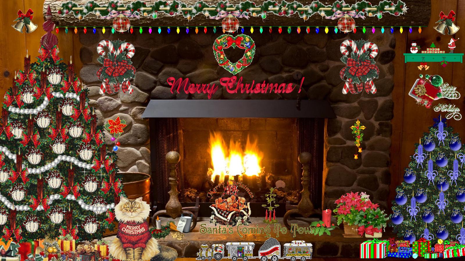 Creators Of A Holiday Christmaschristmas Fireplace Wallpaper