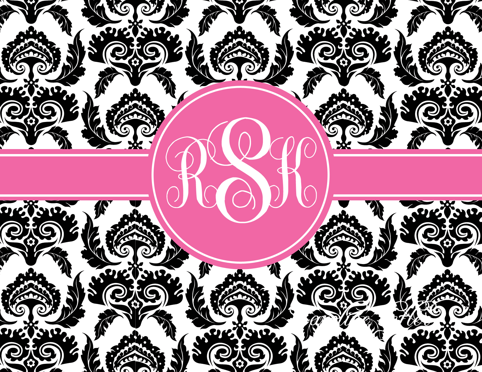 Pink Black Damask With