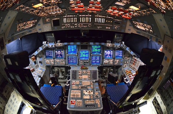 Space Shuttle Picture Lights On Inside The Flight Deck Of Atlantis