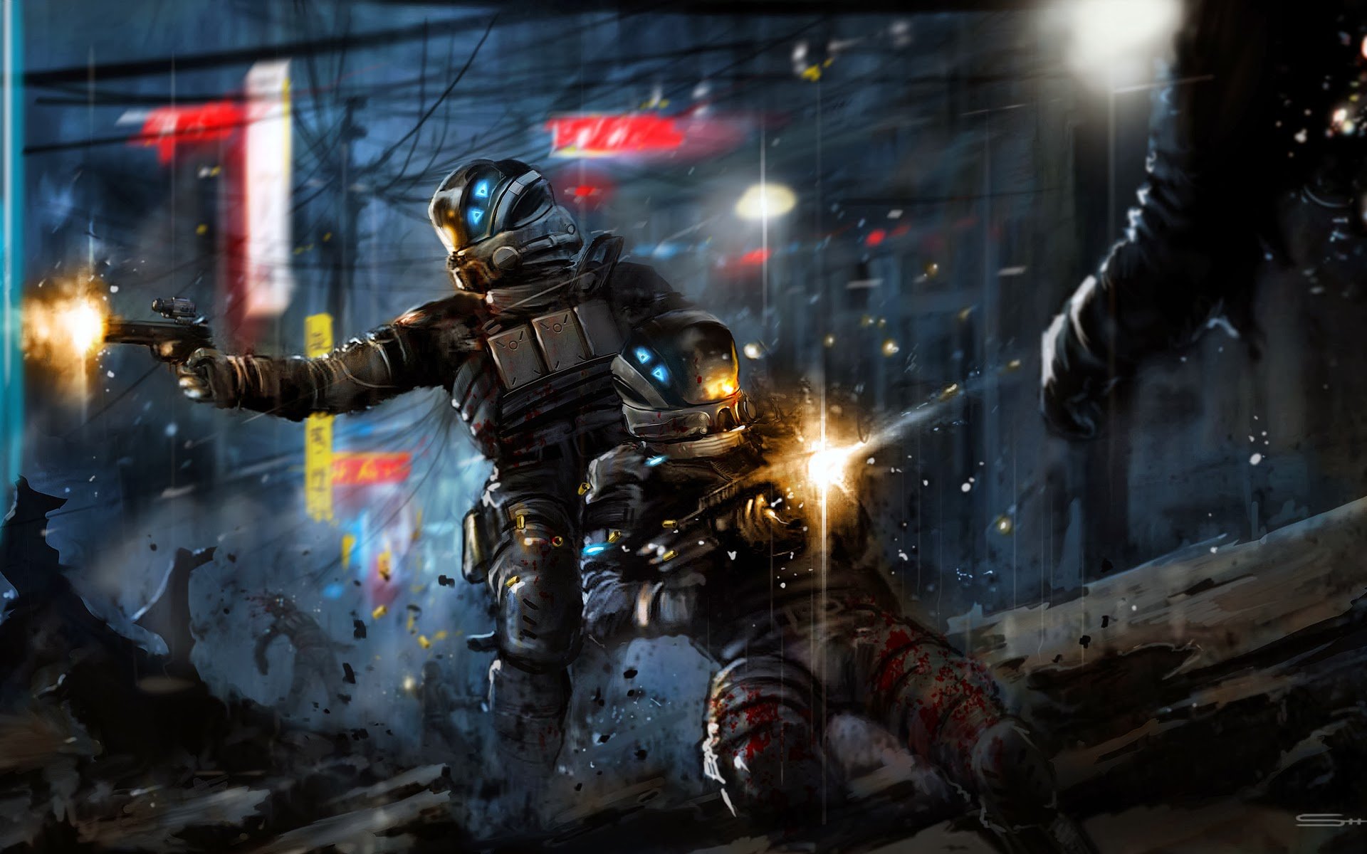 Sci Fi Soldier Fightin Rifle Suit a659 HD Wallpaper