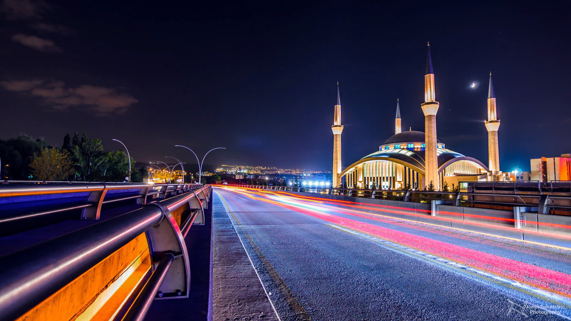 Long Exposure Light Photo Turkey Ankara Mosque City HD