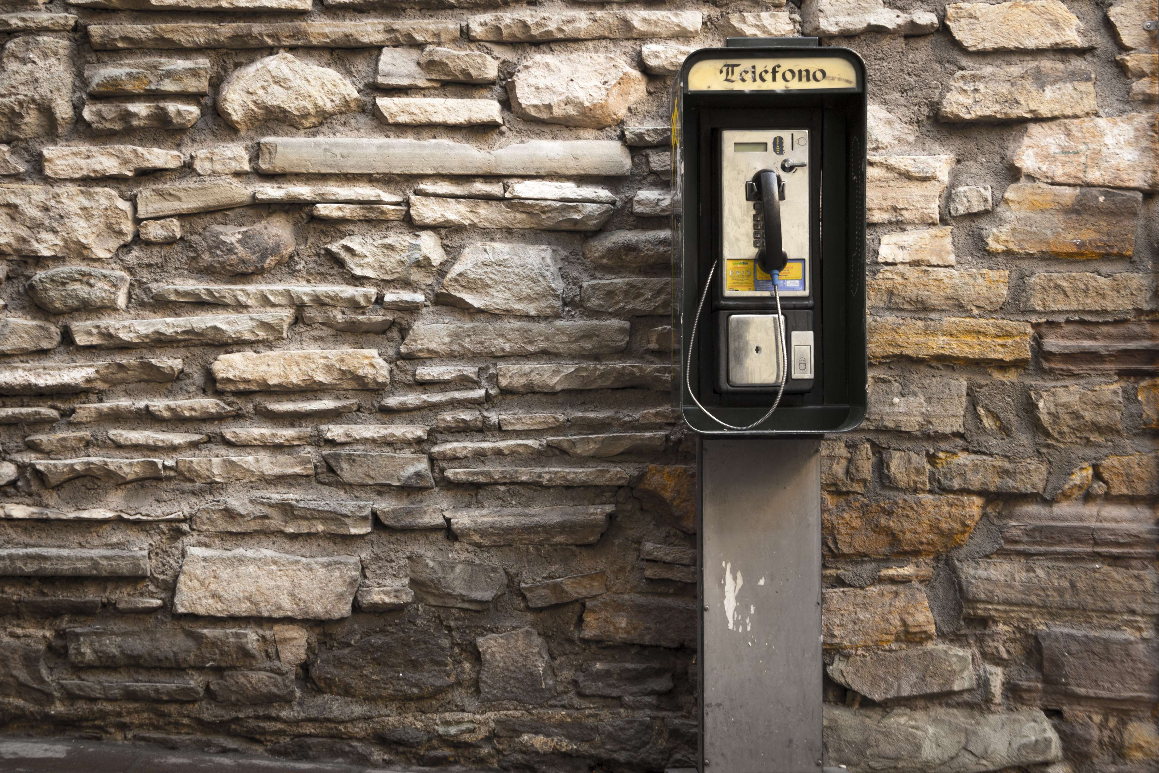 Building Phone Booth Rocks Telephone Texture Wall 4k