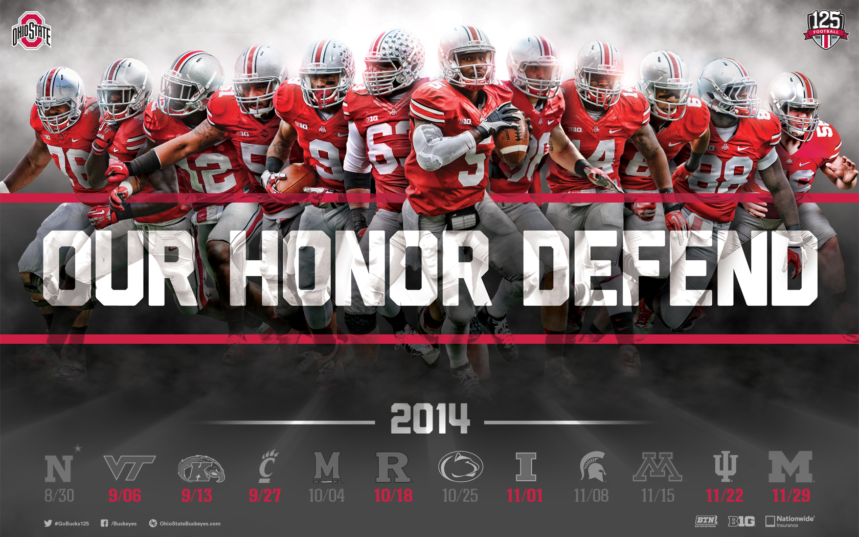 The Ohio State Football 2014 Schedule Poster for Printing and Desktop