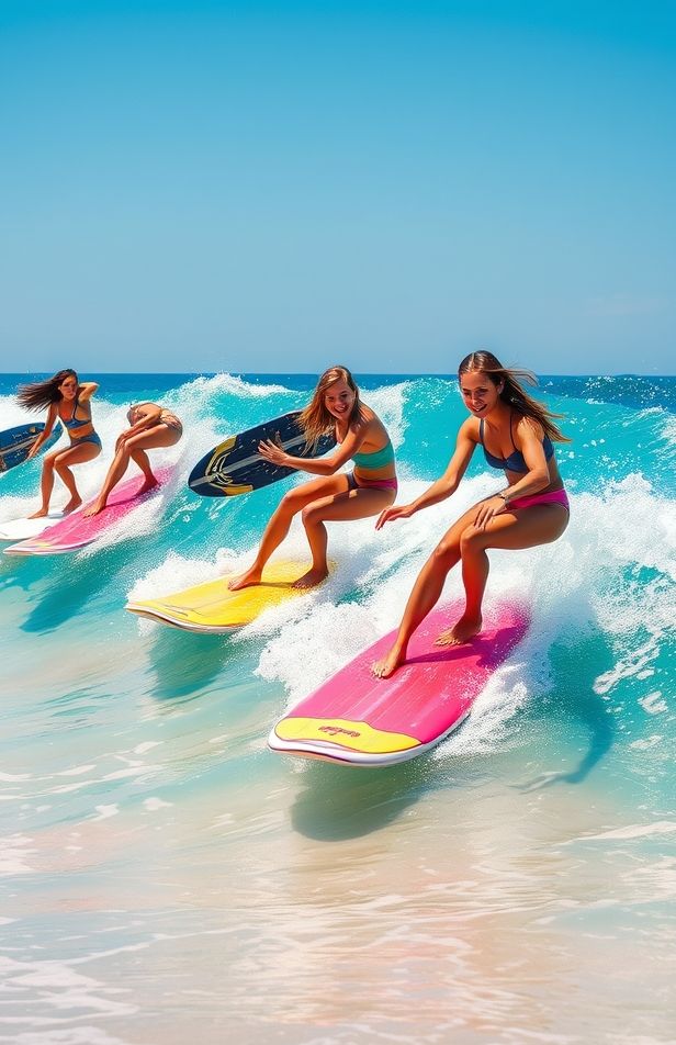 Girls Surfing Wallpaper