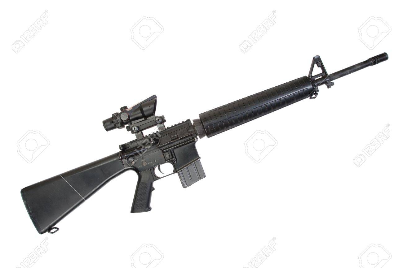 M16 Rifle Isolated On A White Background Stock Photo Picture And