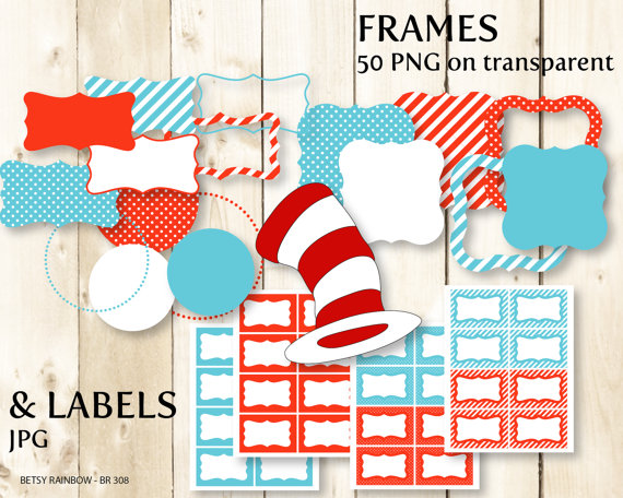 Dr Seuss Digital Frames Clipart Labels Png And Jpgs