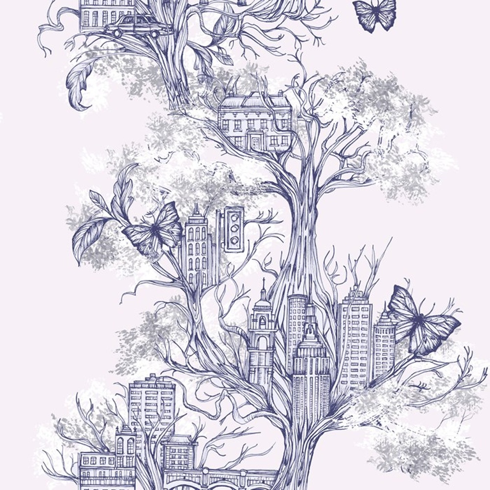 Graham Brown Urban Tree Designer City Butterfly Motif Wallpaper