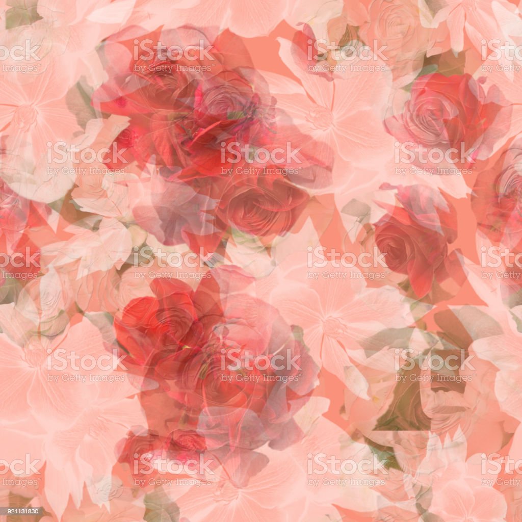 Flowers Seamless Patternfloral Abstract Peach Backgroundbackdrop