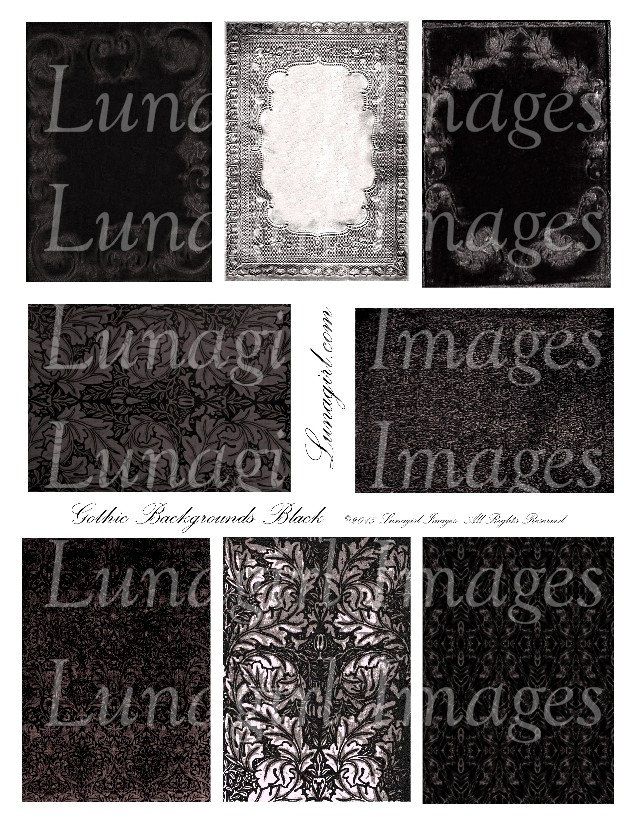Gothic Background Digital Collage Sheet Black Gray Atc Vintage