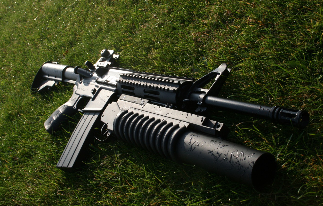 Wallpaper Grass Weapons Grenade Launcher Rifle M16 Assault