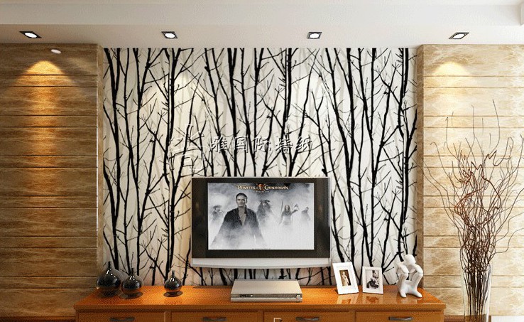 Flocking Damask Feature 10m Wallpaper Wall paper Roll For living room