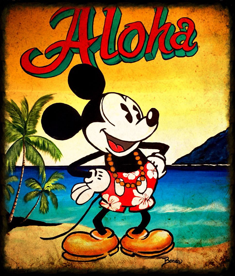 Mickey Mouse Painting Aloha Beach Art Disney
