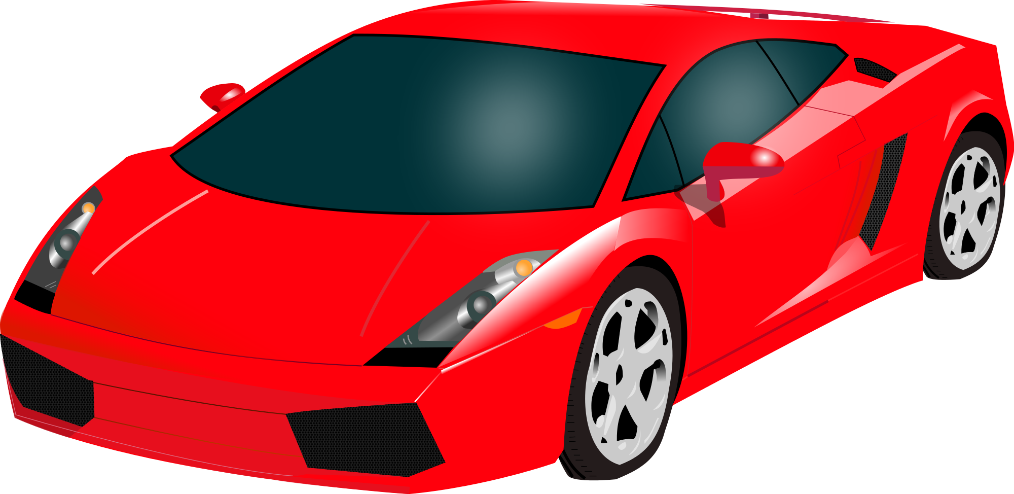A vibrant red cartoon Lamborghini sports car, sleek and stylish