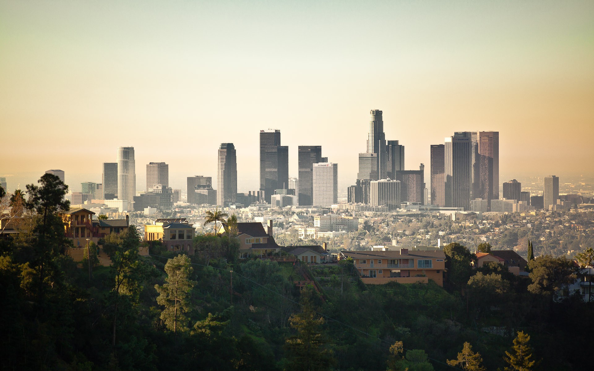 Los Angeles Image Downtown Skyline HD Wallpaper And