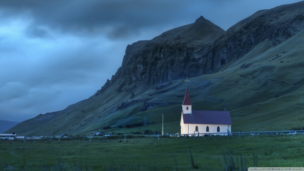 Beautiful Country Church In Iceland Wallpaper